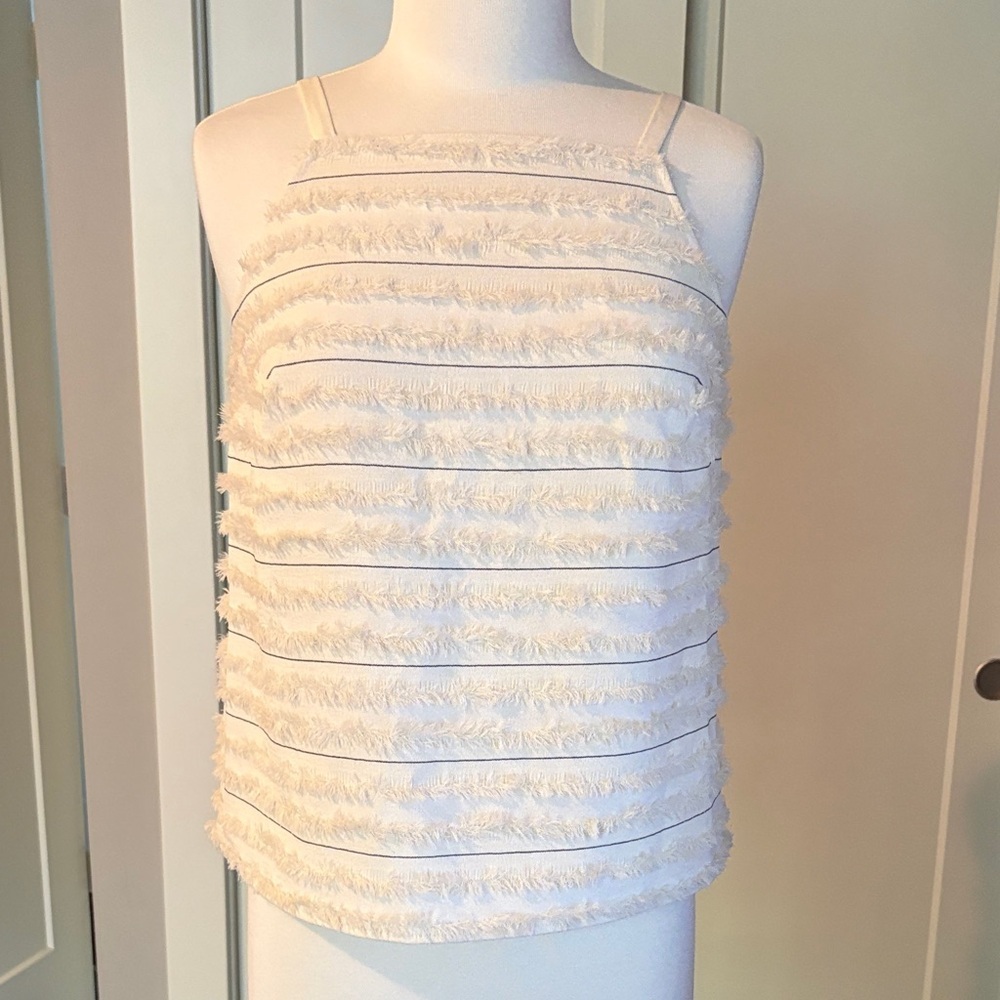 Anthropology White Fringe Women's tank Top. NWOT.